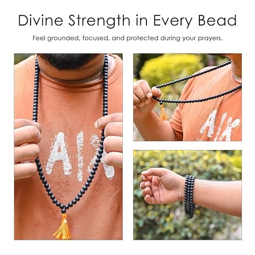 HindCraft Karungali Mala 108 Beads | Natural Ebony Wood Jap Mala for Meditation & Prayer | Unisex Spiritual Necklace for Men & Women - Image 4
