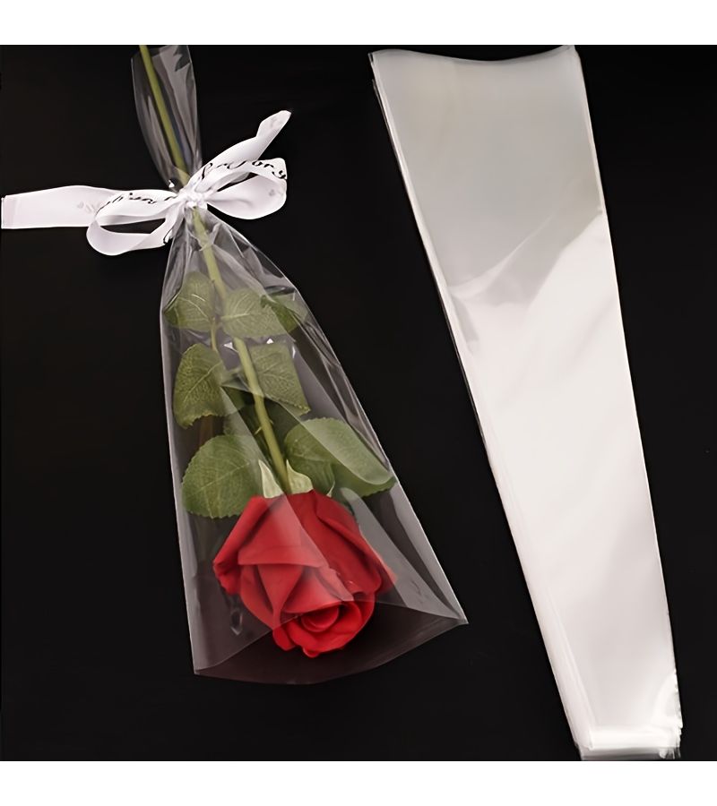 99 حقيبة باقة زهور شفافة مقاس 6x23x38 سم لتغليف هدايا عيد الحب - Image 4