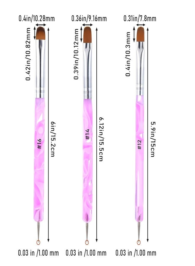 Ruby Face Rubyface 3 Pcs Double Ended Liner Brush for Nails Gel French Manicure Brush Nail Dotting Tool Professional Manicure Tool for Manicure Cuticle Clean Up Nail Art Design 12#, 14#, 16# - Image 4