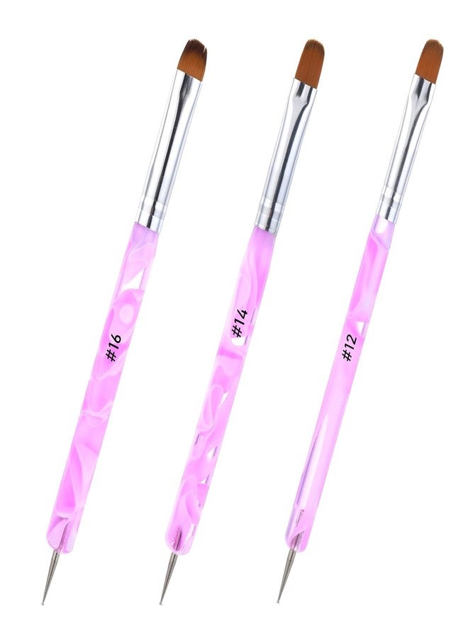 Ruby Face Rubyface 3 Pcs Double Ended Liner Brush for Nails Gel French Manicure Brush Nail Dotting Tool Professional Manicure Tool for Manicure Cuticle Clean Up Nail Art Design 12#, 14#, 16# - Image 3