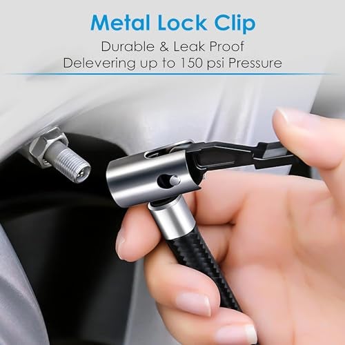 US1984 Car Tyre Inflator, Rechargeable Portable Air Compressor, 2X Fast Inflation, Cordless and Accurate Tire Pressure with digital display, 150PSI Auto Shut Off Air Pump for Car, Bike, Cycle, Ball - Image 5
