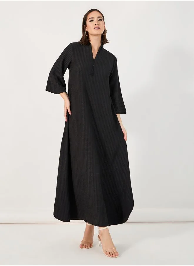 Styli Textured Jalabiya with Tassel Detail