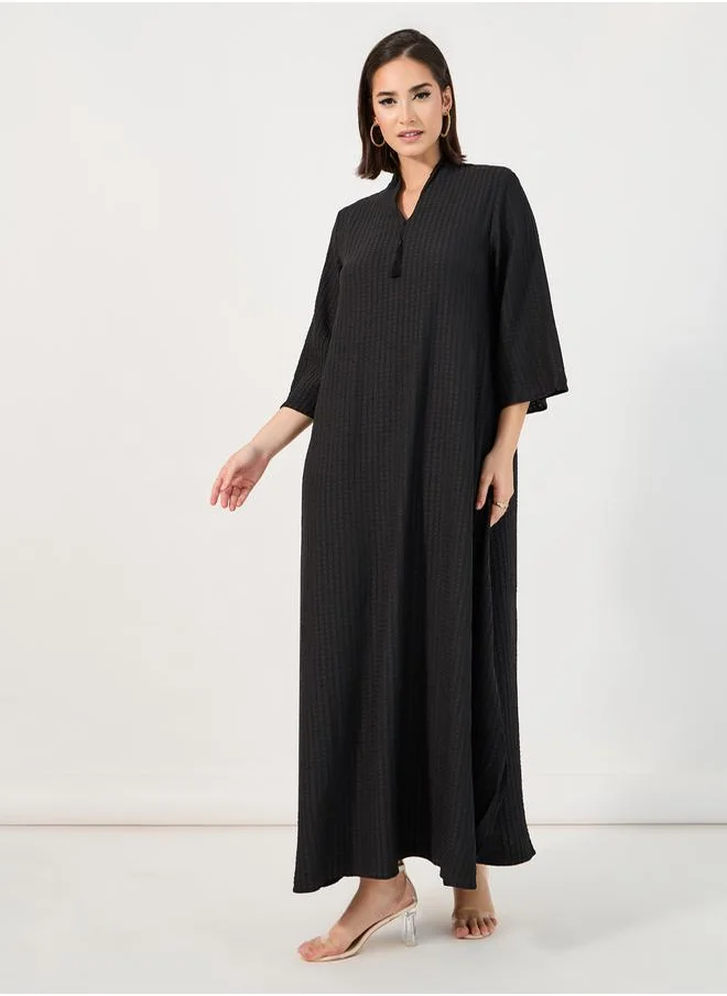 Styli Textured Jalabiya with Tassel Detail