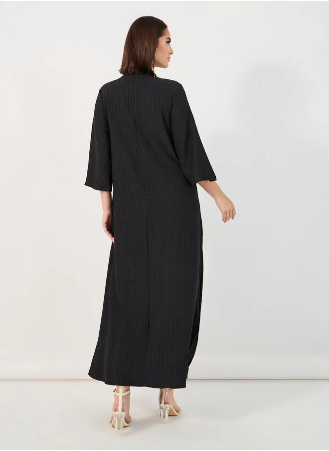 Styli Textured Jalabiya with Tassel Detail