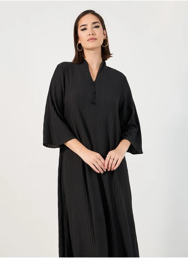 Styli Textured Jalabiya with Tassel Detail