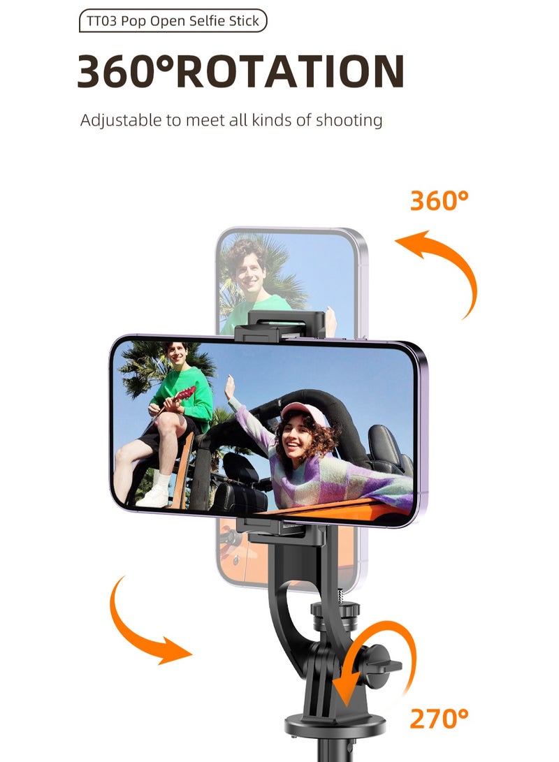 69.29"(1.76m) All-in-one Auto Pop Open Tripod Magnetic Remote Detachable phone clip Tripod Selfie Stick  - Image 5