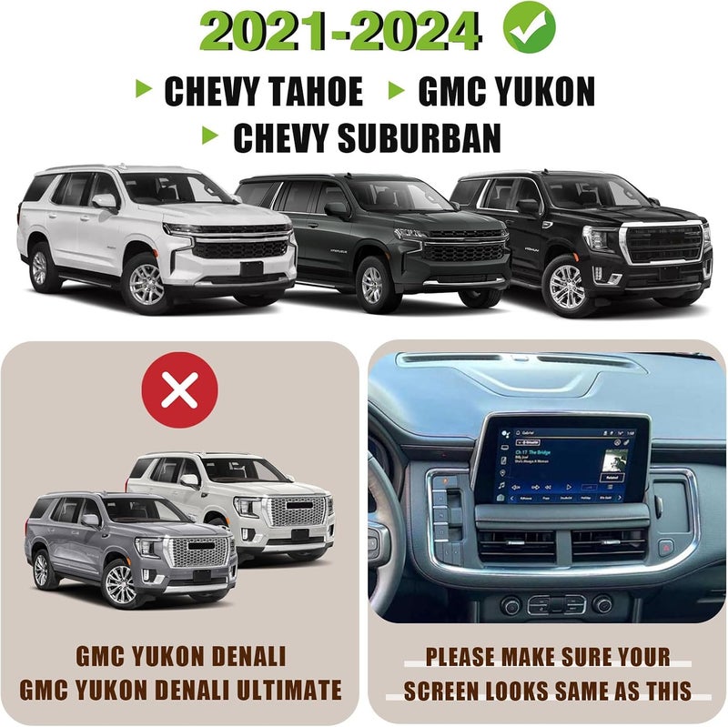 Muslogy عنصر تنظيم لوحة القيادة المتحرك وصندوق تخزين من لسيارات GMC Yukon Tahoe Suburban للأعوام 2021-2024، متوافق مع سيارات GMC Yukon Tahoe Suburban من طراز 2021 و2022 و2023 و2024، غير مخصص لطراز Denali (يشمل كل من لوحة القيادة ومنطقة القيادة الأمامية). - Image 2