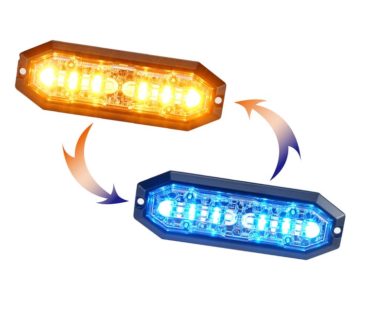 Unicorn Lighting UT01 Surface Mount Warning Emergency Strobe Grille Light Head [SAE class 1] [Dual Color] [IP68] for Police and Tow Truck Construction Vehicle A/B/R/W (Amber/Blue, 6 + 6 LED) - Image 1