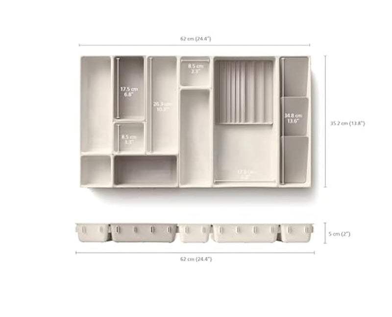 Brush Holder - 12 Piece Beige Modular Makeup Drawer Set for Beauty and Care Features Pencil Tray and Storage Organizer for Vanity Table Very Stylish - Image 2