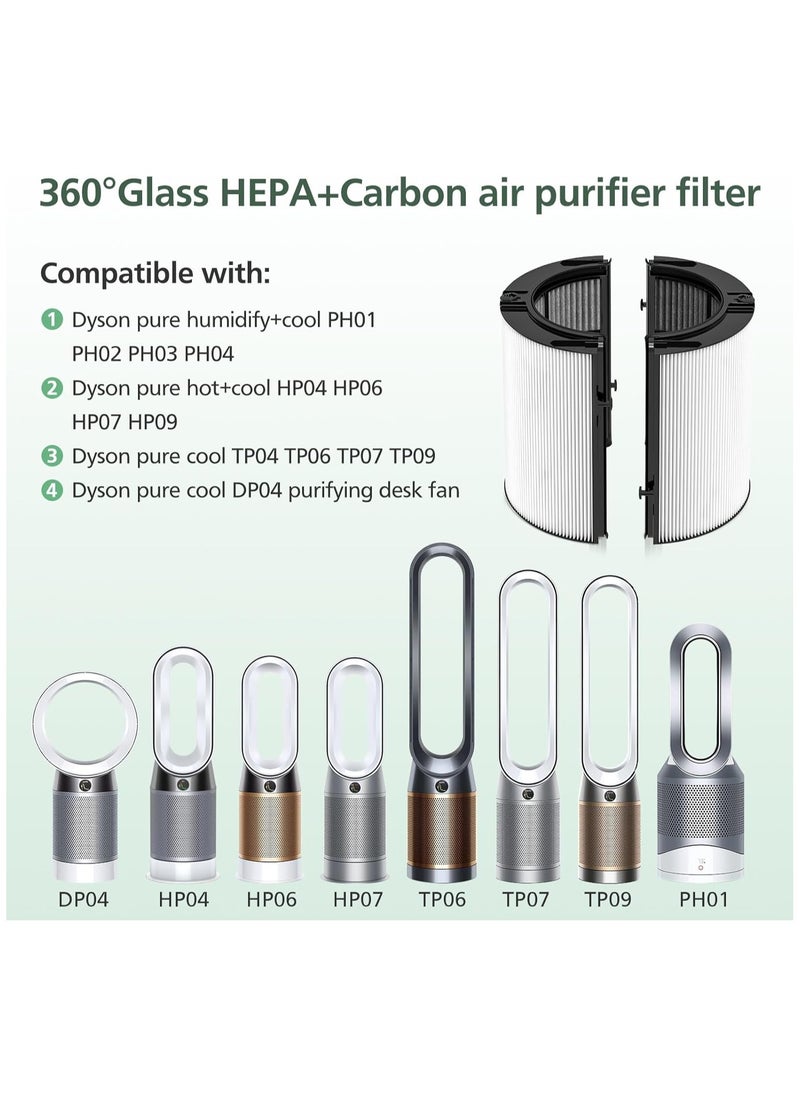 Generic - 2-IN-1 Filter Replacement for Dyson PH01 HP07 HP10 TP07 TP10 TP09 HP09 HP06 TP06 Air Purifier 360 Combi Glass Pure Cool Hot Humidify Fan, 2-IN-1 HEPA + Carbon Filter (Upgraded), Black,2 Pack - Image 1