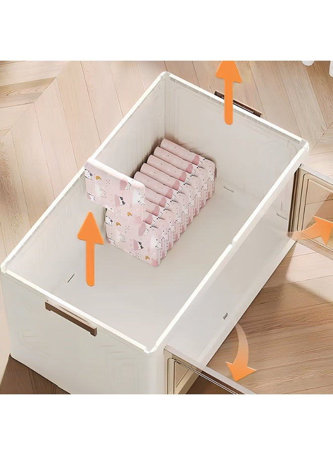 ايست من نون صناديق تخزين قابلة للطي 5 طبقات، صندوق تخزين قابل للطي مع عجلات وباب، حاوية تخزين بلاستيكية قابلة للتكديس للملابس والكتب والأشياء المتنوعة - Image 5