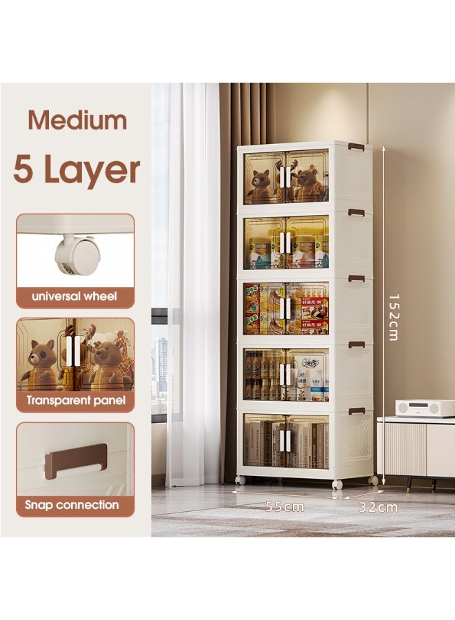 5 Layers Folding Storage Bins Organizer, Collapsible Storage Box with Wheels and Door, Sta...                            </label>

                                <div class=