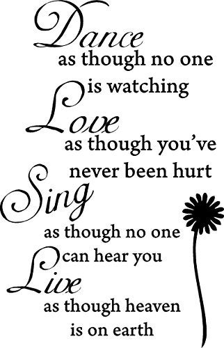 Picniva Dance Love Sing Live Wall Quotes Decal Removable Stickers Decor Vinyl Art (15'' X 23'', Black) - Image 1