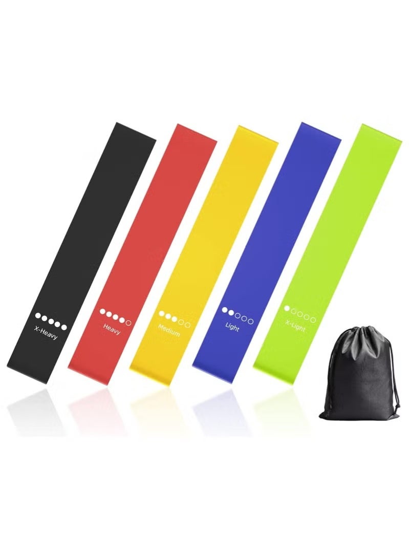 مجموعة أشرطة المقاومة، 5 قطع متنوعة من أربطة تمارين القوة وحلقات المقاومة وأشرطة التمدد، أربطة حلقات المقاومة لتمارين اللياقة البدنية واليوجا في صالة الألعاب الرياضية للذراعين والساقين والوركين - Image 5
