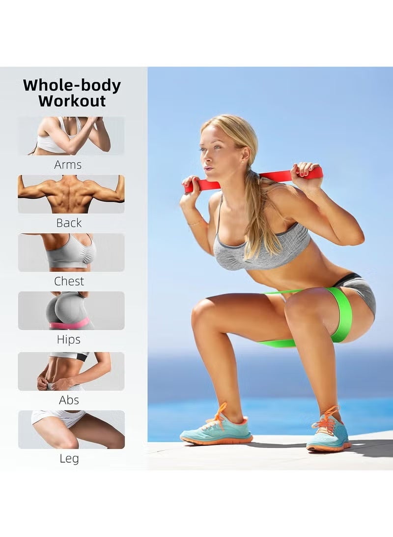 مجموعة أشرطة المقاومة، 5 قطع متنوعة من أربطة تمارين القوة وحلقات المقاومة وأشرطة التمدد، أربطة حلقات المقاومة لتمارين اللياقة البدنية واليوجا في صالة الألعاب الرياضية للذراعين والساقين والوركين - Image 3