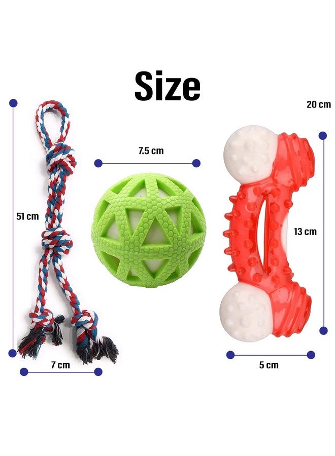 إيميلي بيتس لعبة مضغ متينة لجلب الأشياء أثناء التسنين، حبل لمضغ الكلاب للكلاب الصغيرة والمتوسطة الحجم (عبوة من 3 قطع، قد يختلف اللون) - Image 4