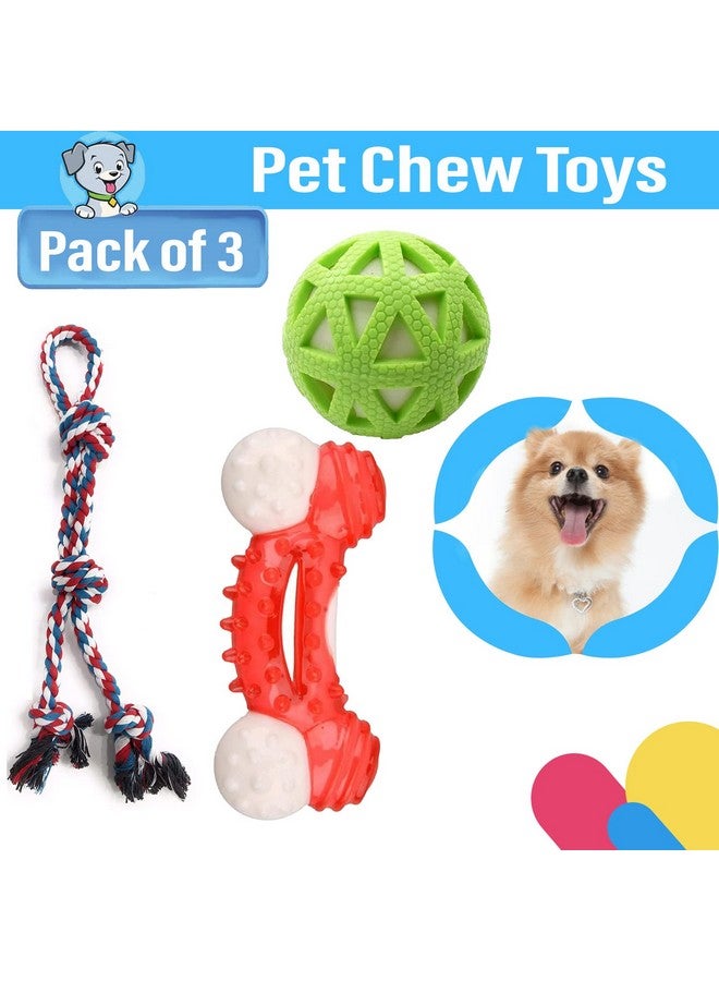 إيميلي بيتس لعبة مضغ متينة لجلب الأشياء أثناء التسنين، حبل لمضغ الكلاب للكلاب الصغيرة والمتوسطة الحجم (عبوة من 3 قطع، قد يختلف اللون) - Image 2