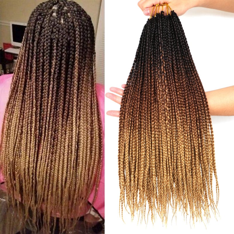 XCHSLB 7 Packs Goddess Box Braids Crochet Hair 18 Inch Ombre Prelooped Crochet Box Braids Crochet Hair for Black Women Braiding Hair 18 Inch Pack of 7 1B3027