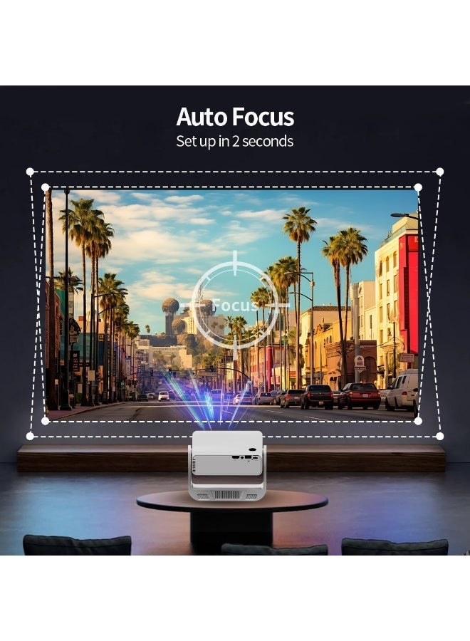 YT C880 Mini Projector with 4K Support, Android 14, WiFi6, 5G Smart Portable Projector with Electric Focus & Keystone, Rotatable Stand, Short Throw Home & Outdoor Movie Projector Compatible with TV Stick, Phone & Laptop - Image 3