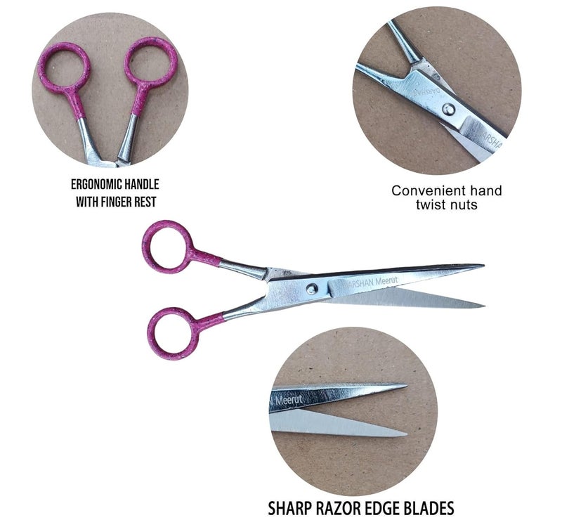 Generic Barber Hair Cutting Scissor 6 inch Professional Barber Hair Cutting Scissors for Beard and Mustache Styling Trimming  - Image 3