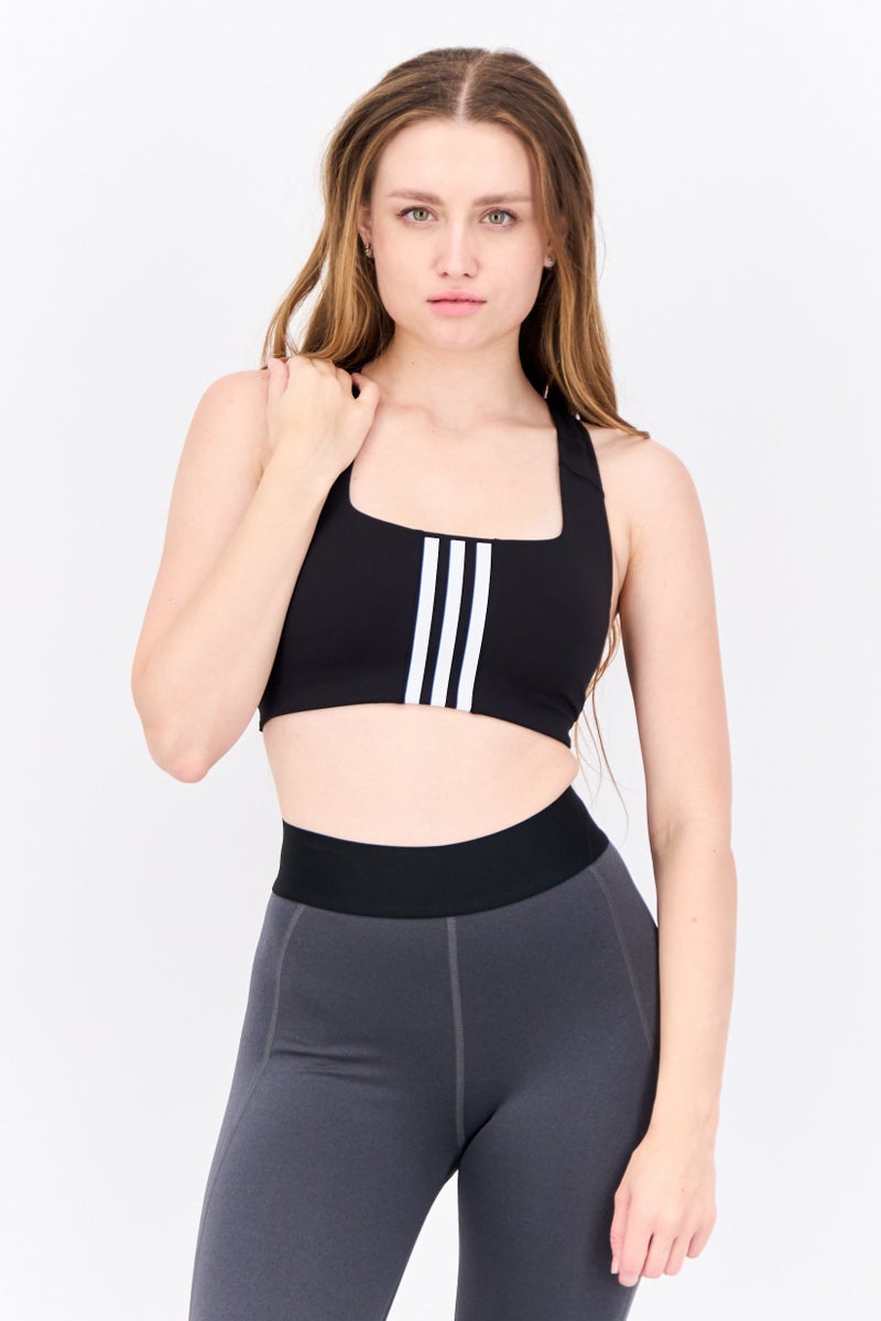 Adidas Women Brand Logo Sports Bra, Black - Image 1