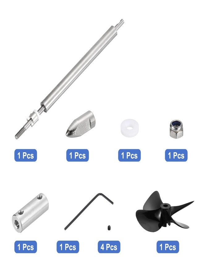 MECCANIXITY Drive Shaft W Propeller and Coupling Joint for RC Boat Coupler Assemble Kit, L150mm Shaft, L100mm Sleeve, D55mm Four Propeller, Fit for 5 mm Motor Shaft - Image 4