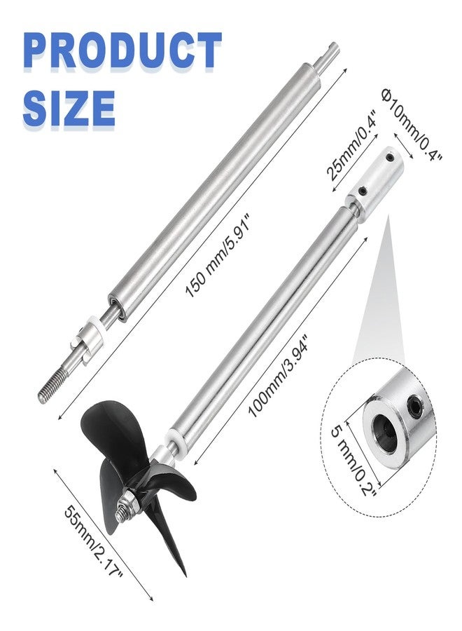 MECCANIXITY Drive Shaft W Propeller and Coupling Joint for RC Boat Coupler Assemble Kit, L150mm Shaft, L100mm Sleeve, D55mm Four Propeller, Fit for 5 mm Motor Shaft - Image 2