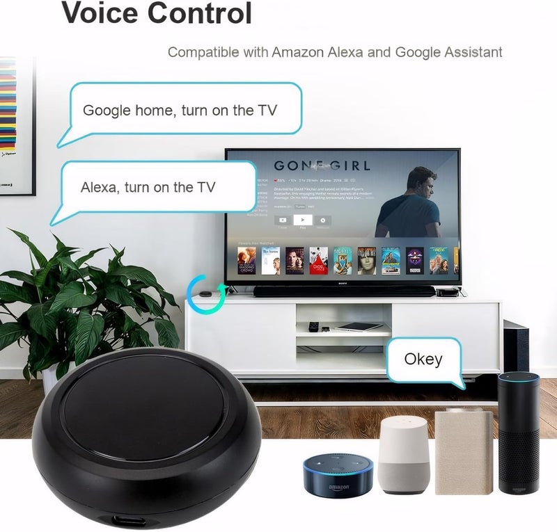 جهاز تحكم عن بعد ذكي WIFI IR/RF - التحكم الأمثل في المنزل الذكي للتكييف والتلفزيون والمروحة، التحكم الصوتي مع Alexa و Google Home، أكثر من 50,000 رمز سحابي وتوافق مع 95% من العلامات التجارية (IR-1Pack) - Image 3