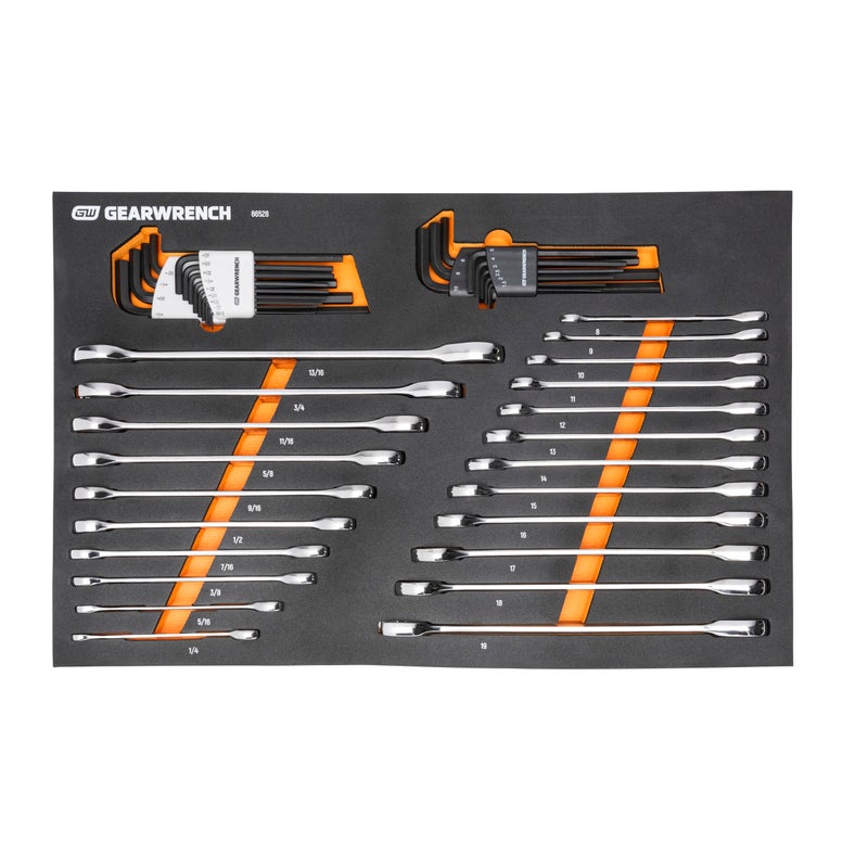 GEARWRENCH 44 Piece 90-Tooth SAE/Metric Ratcheting Wrench and Hex Key Set - 86528 - Image 1