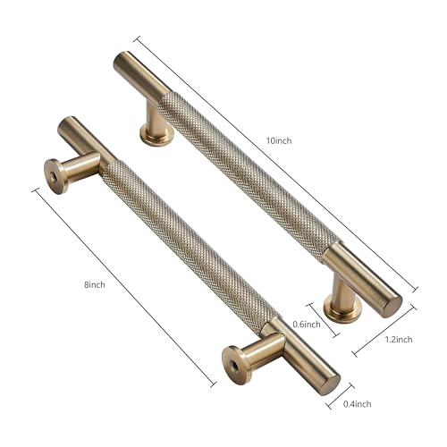 khtumeware 10 Pack 8 Inch203mm Drawer Handles Knurled Brushed Brass Cabinet Pulls Drawer Pulls Kitchen Hardware Kitchen Handles for Cabinets Cupboard Handles - Image 3