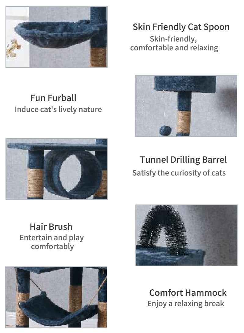 Sharpdo Cat Climbing Frame Cat Tree Toys Cat House Cat Jumping Platform Claw Scratching Post 125*40*50cm - Image 4