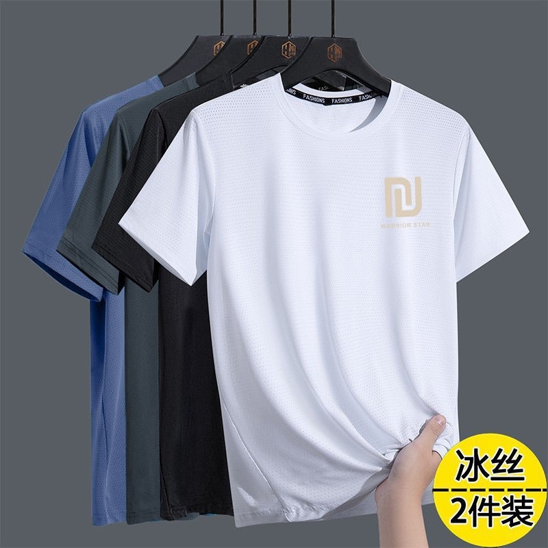 Ice Silk Men'S T-Shirt Men'S Quick-Drying Short-Sleeved Loose Sweat-Wicking Casual Cool T-Shirt - Image 4