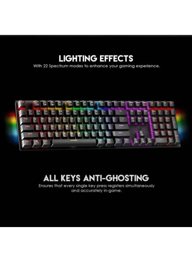 فانتيك كيبورد فانتيك ميكانيكي ميكس فيت 108 ام كي 855 اسود سويتش احمر - Image 2