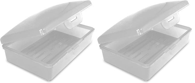 TRAVEL SOAP BOX WITH LID TRANSLUCENT WHITE SET OF 2 PERFECT FOR TRAVELING GYM OR STORAGE MADE IN THE USA