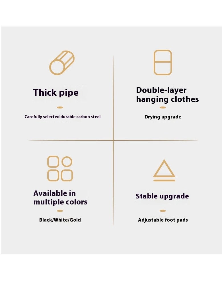 SISGL Double Rod Clothing Garment Rack Double Level Clothing Rack Clothes Rack Large Load Capacity Metal Clothing Rack Heavy-Duty Garment Hanger With Shoe Shelf & Anti-Slip Corner Adjustable Feet For Bedroom Hanging Clothes - Image 3