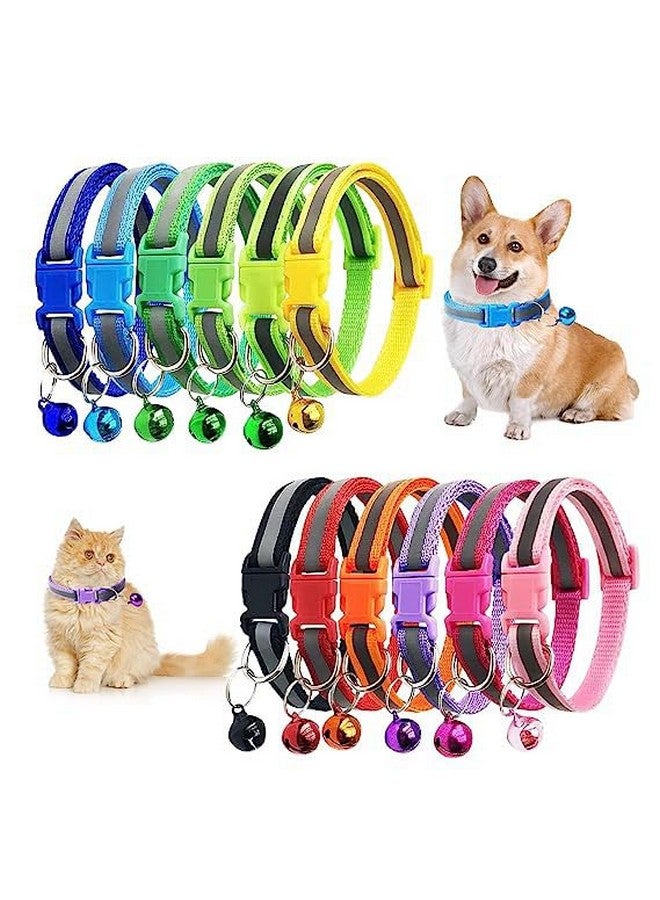طوقان عاكسان فائق النعومة للكلاب مع جرس - طوق تعريف عاكس قابل للتعديل من النايلون للحيوانات الأليفة حديثي الولادة والجراء والكلاب الصغيرة - Image 1