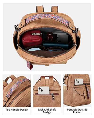 FADEON Mini Backpack Purse for Women, Designer Leather Cute Roomly Small Backpacks, Ladies Shoulder Backpack Fashion Handbag - Image 4