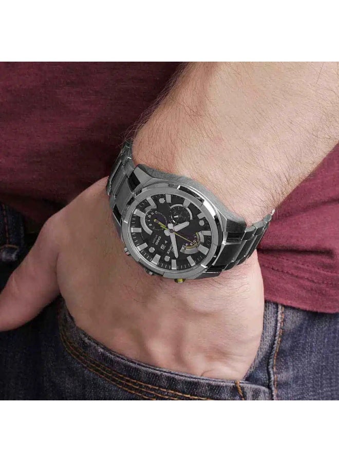 Casio Edifice Chronograph Watch for Men – Black Dial with Silver Stainless Steel Strap (EFR-540D-1AVUEF) - Image 5