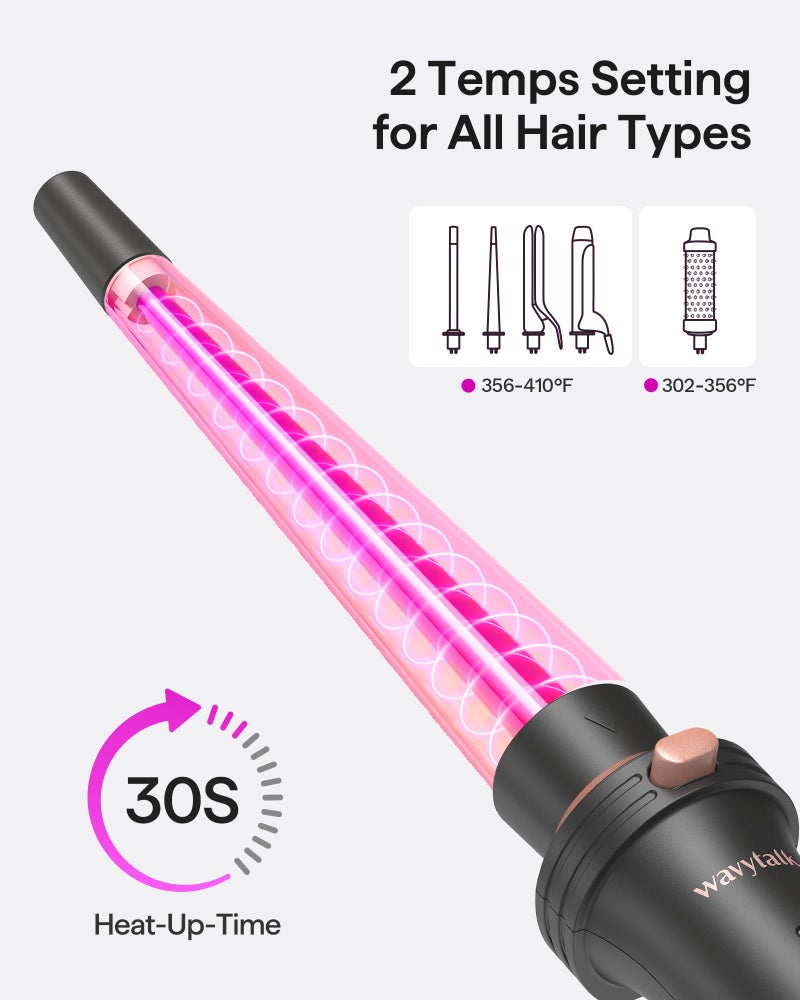 Wavytalk 5 in 1 Curling Iron Set with Thermal Brush and 4 Interchangeable Ceramic Curling Wands (0.5'-1.25'), Instant Heat Up Hair Curling Iron, Rose Gold - Image 3