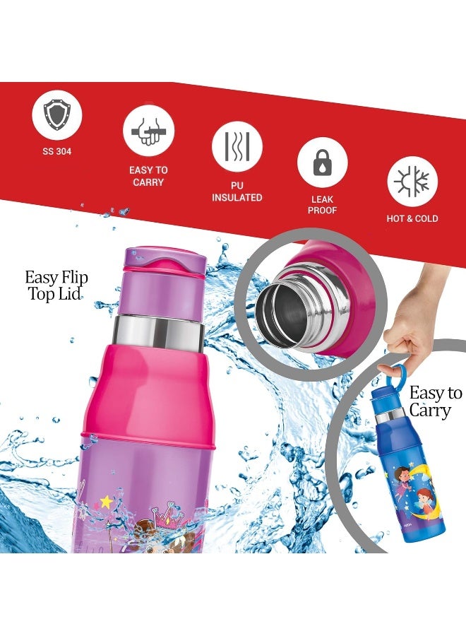 Milton Kids Water Bottle - Insulated Leak-Proof BPA-Free with Strap - Food Grade Material, 600ml (Little Princess),Purple - Image 2