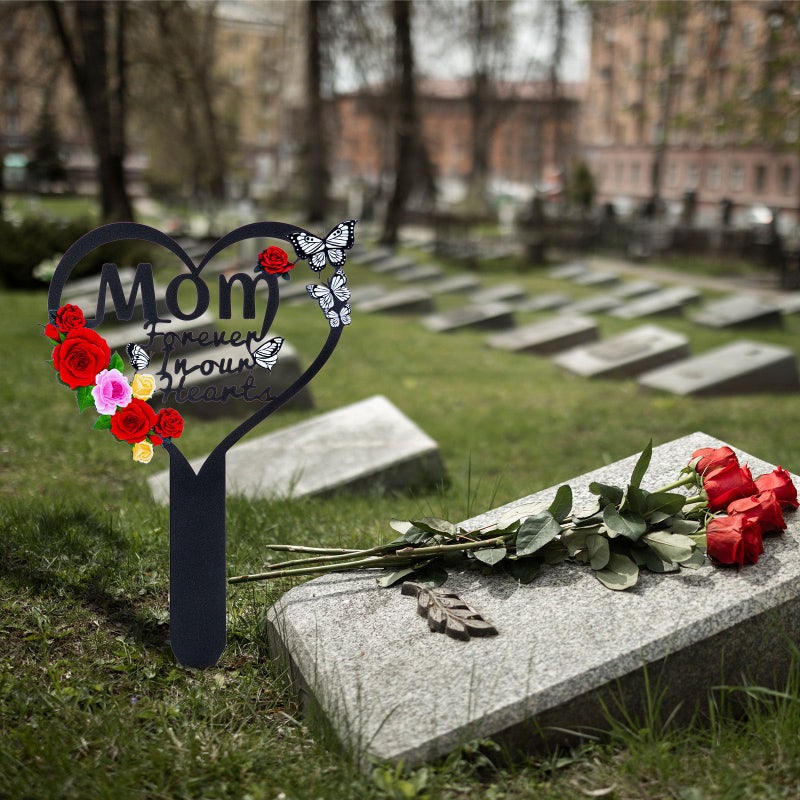 JMZYJZH Cemetery Decorations for Grave Mom, Grave Decorations for Cemetery, Memorial Heart Graves Markers for Outdoors - Image 5