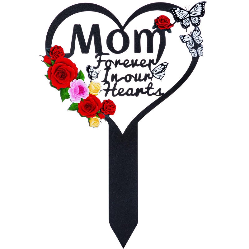 JMZYJZH Cemetery Decorations for Grave Mom, Grave Decorations for Cemetery, Memorial Heart Graves Markers for Outdoors - Image 1