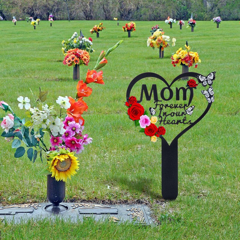 JMZYJZH Cemetery Decorations for Grave Mom, Grave Decorations for Cemetery, Memorial Heart Graves Markers for Outdoors - Image 3
