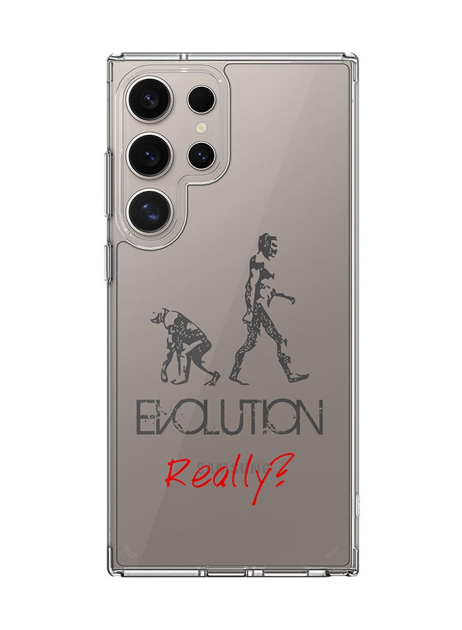 Stylizedd Classic Clear Case for Samsung Galaxy S24 Ultra , Hybrid Soft Case Flexible Edges TPU PC Gel Thin Transparent Cover - Evolution, Really (Grey) - Image 1