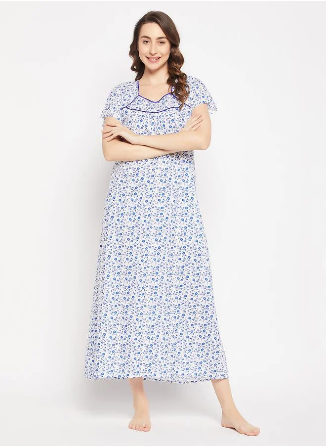 كلوفيا Floral Ditsy Print Maxi Night Gown by Styli