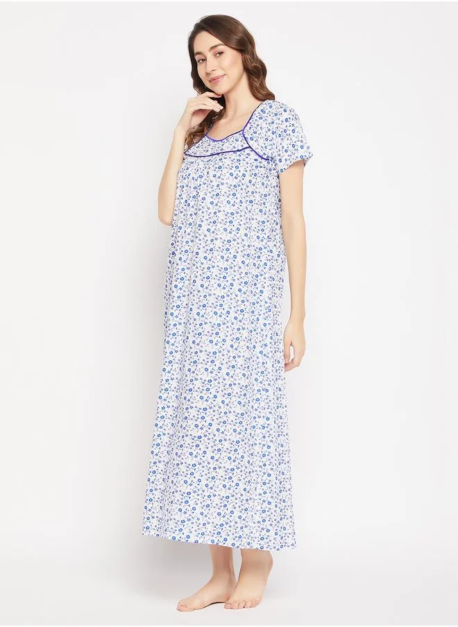 كلوفيا Floral Ditsy Print Maxi Night Gown by Styli