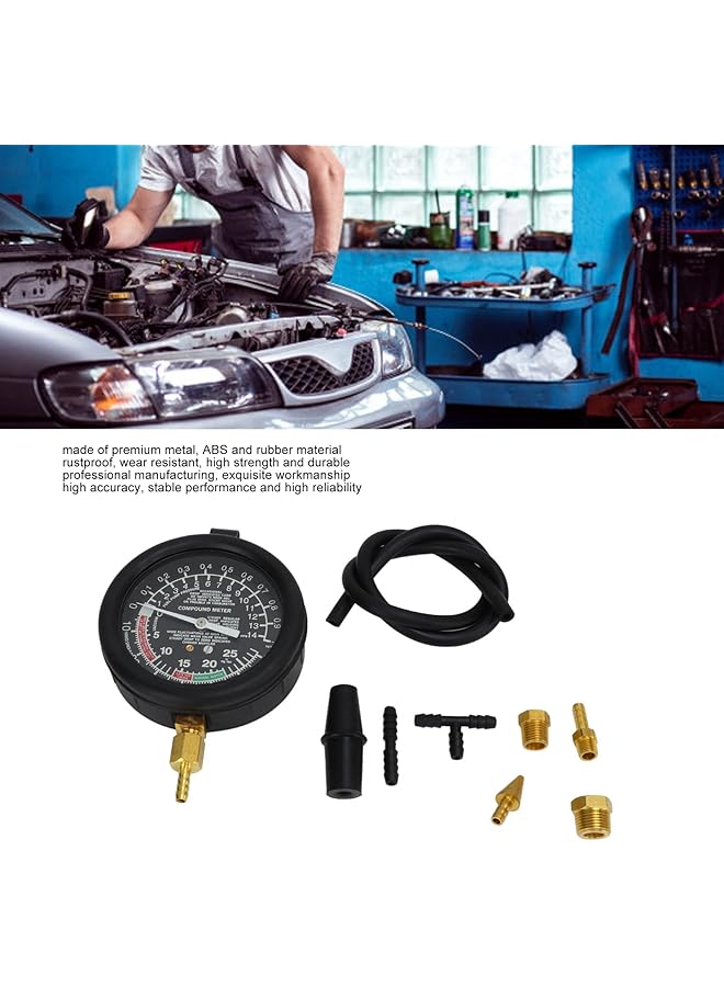 LJCM Fuel Pump Vacuum Tester Gauge Kit Carburetor Pressure Diagnostics Leakage Tool Universal For Car, Vacuum Range 0-28In/Hg Vac, 0-70Cm/Hg, Pressure Range 0-10 Psi/G, 0-0.7 Kg/Cm2  - Image 5