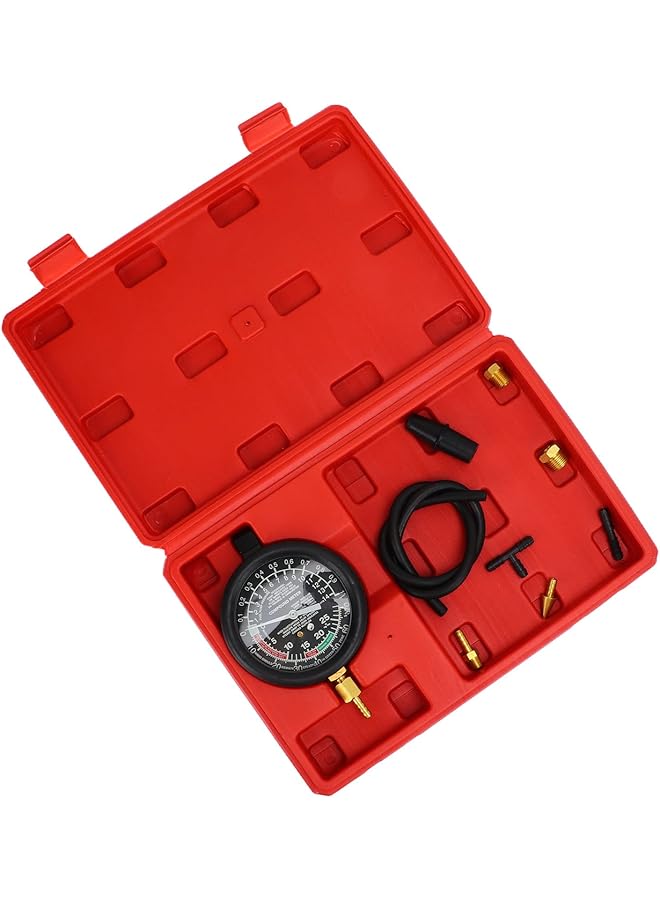 LJCM Fuel Pump Vacuum Tester Gauge Kit Carburetor Pressure Diagnostics Leakage Tool Universal For Car, Vacuum Range 0-28In/Hg Vac, 0-70Cm/Hg, Pressure Range 0-10 Psi/G, 0-0.7 Kg/Cm2  - Image 2