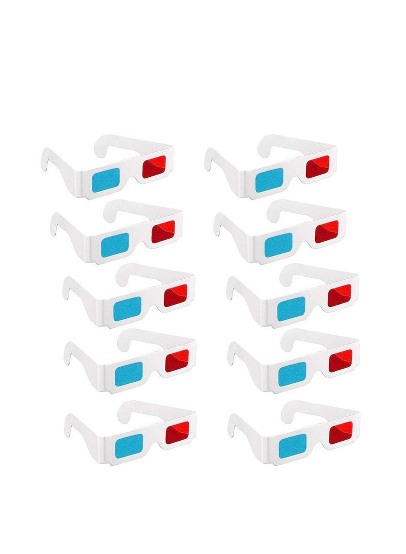 Children's 3D DIY Paper Glasses (White/Red/Blue 10 Pieces) - Image 1