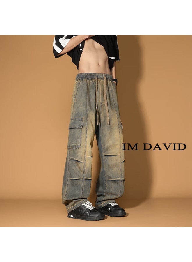 I'm David American-style Large Size Workwear Jeans For Men, Summer Thin Loose Straight Wide-leg Casual Tapered Long Pants - Image 5